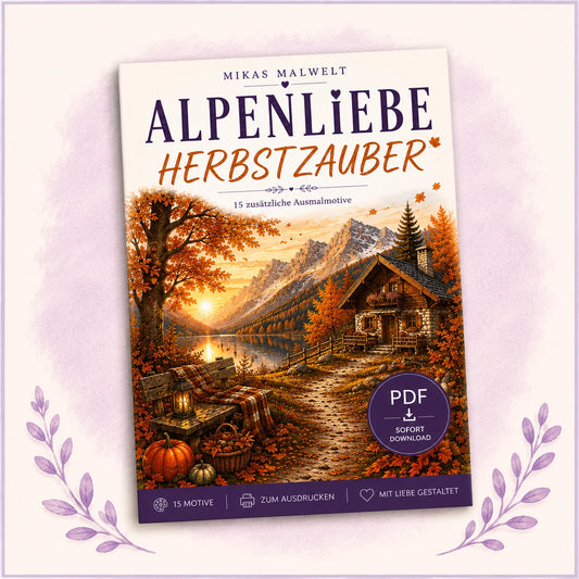Alpenliebe Herbstzauber – 15 Ausmalbilder Herbst für Erwachsene als PDF