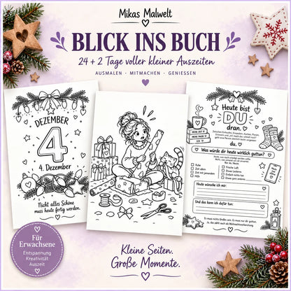Blick ins Buch Weihnachtsleichtigkeit – Adventskalender zum Ausmalen und Mitmachen 